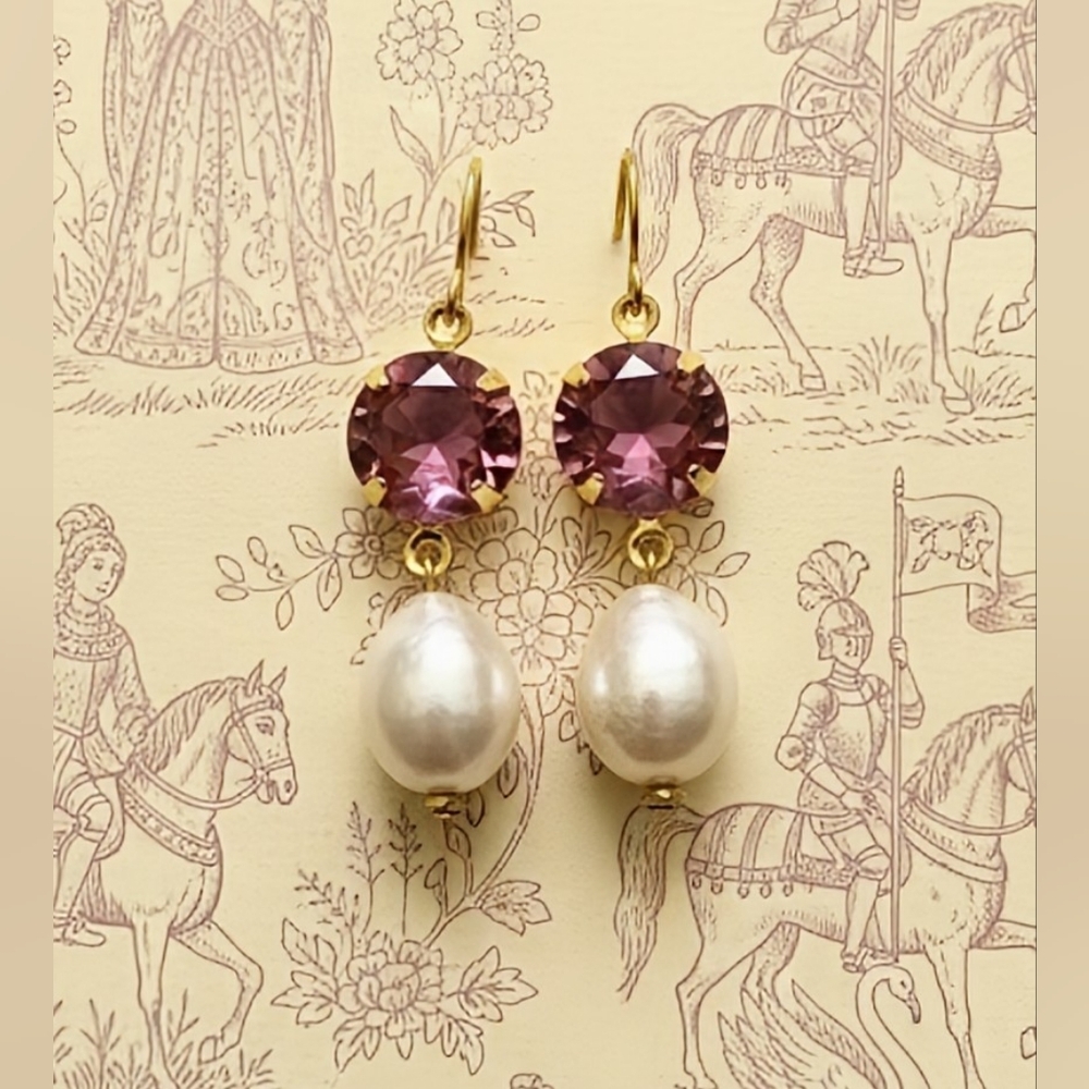 4.8 Total Carats Lab Created Alexandrite Color Changing And Pearls Earrings
